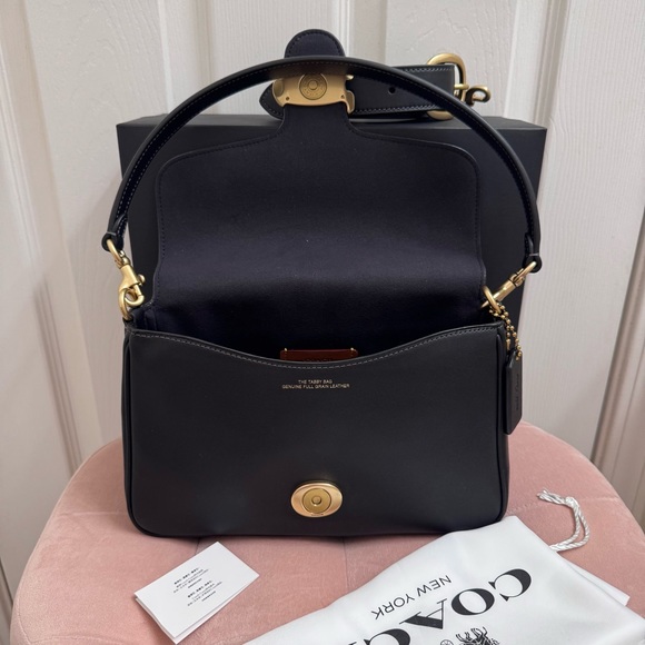 Coach Soft Tabby Shoulder Bag in Black with Brass - Picture 5 of 14